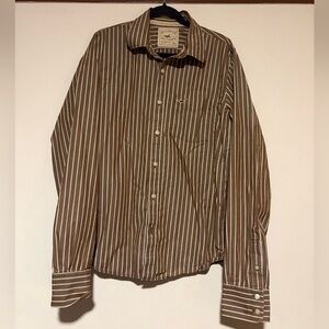 Vintage HOLLISTER brown and cream stripe buttondown  XL